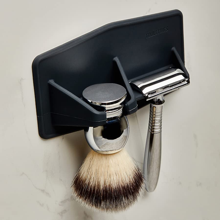 Tooletries - The Maverick (Charcoal), Silicone Waterproof Razor And Brush Holder Slim - Holds Both.